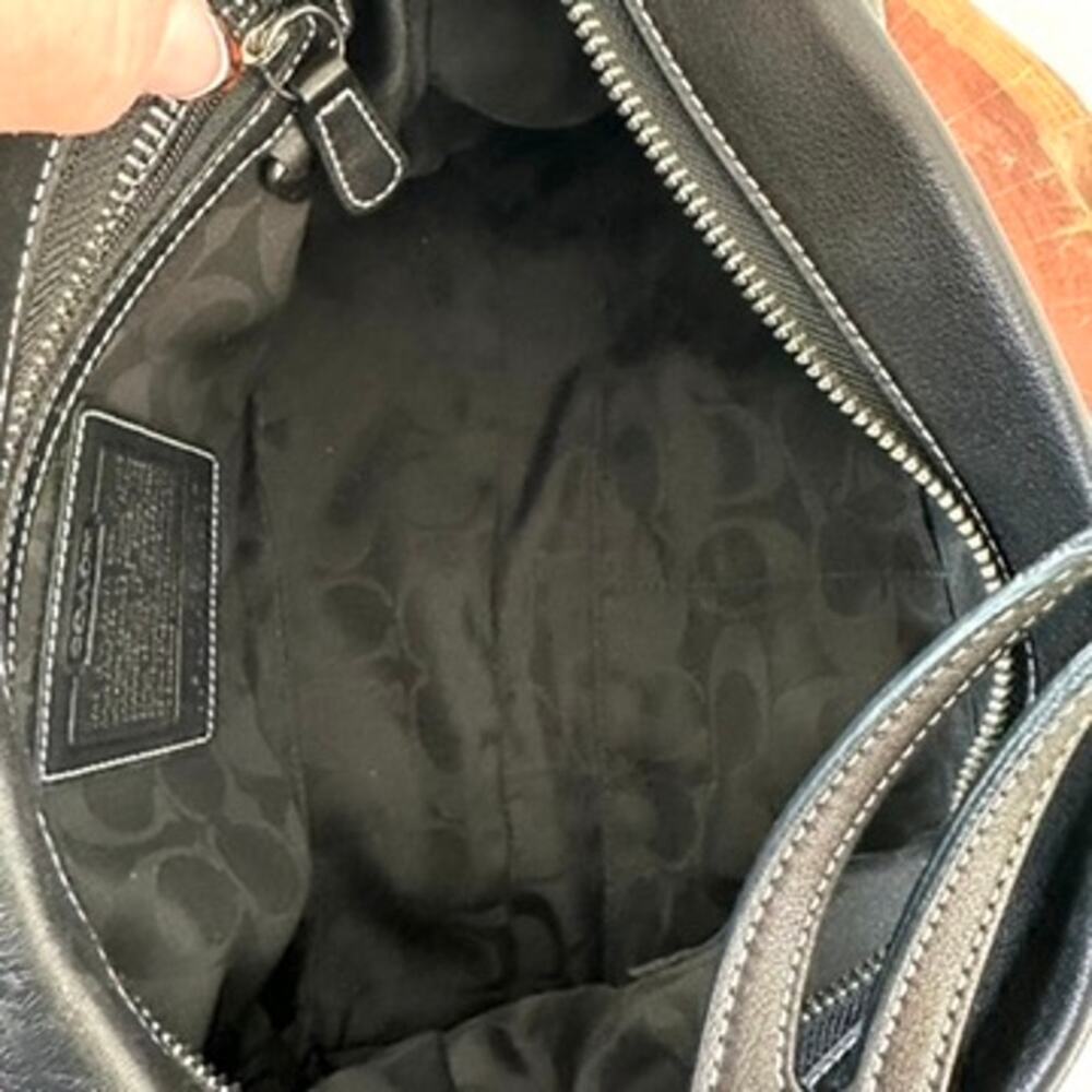 Coach Leather East West Legacy Shoulder Bag Black 1417 Authentic Moto y2k - Picture 5 of 6